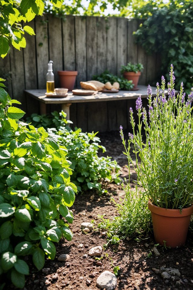 mediterranean themed herb garden