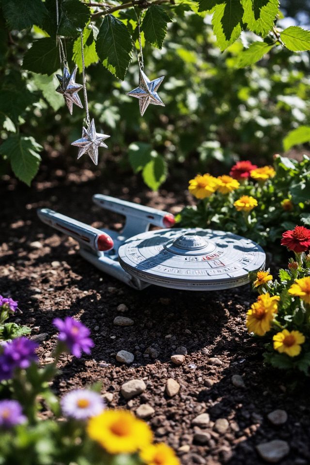 miniature uss enterprise garden