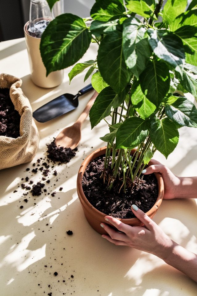 repotting coffee plant tips