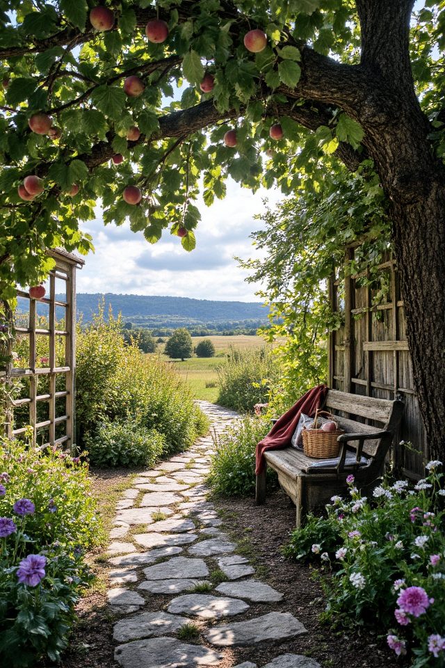 rustic apple tree garden