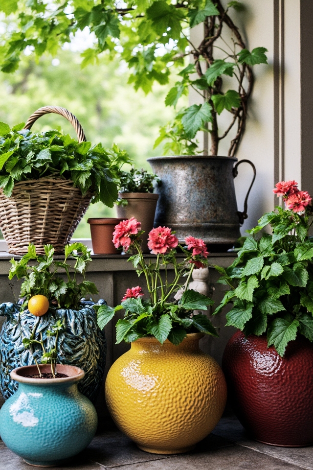 stylish balcony planter arrangement