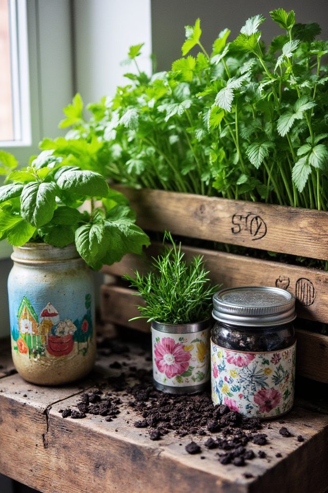 upcycled containers for herbs