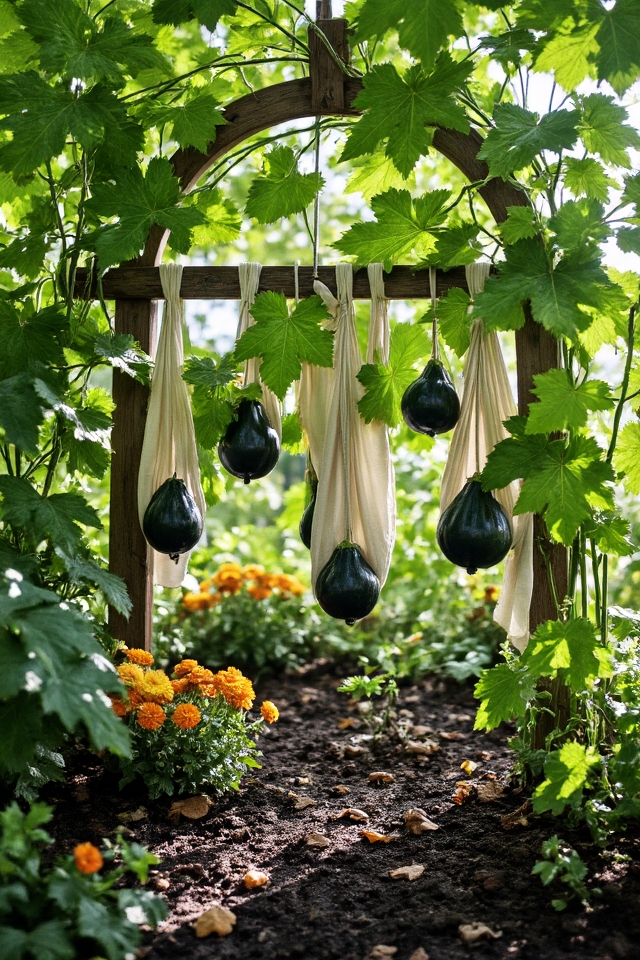 vertical acorn squash gardening