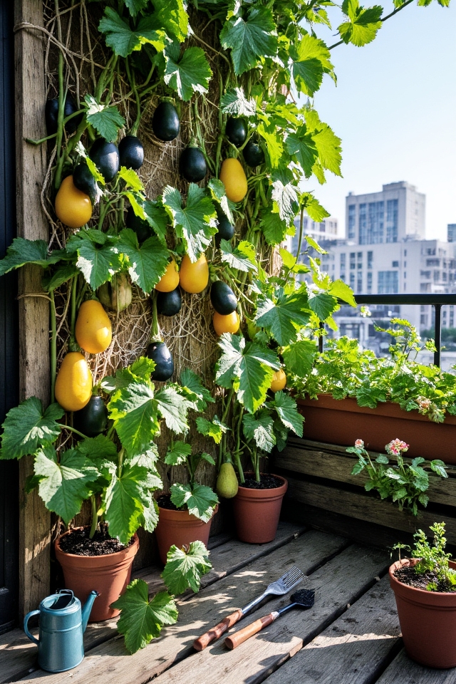 vertically grown squash techniques