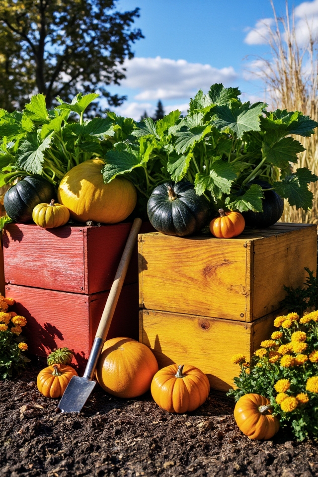 vibrant autumn garden beds