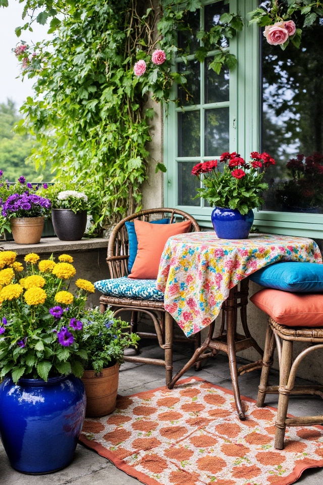 vibrant balcony garden accents
