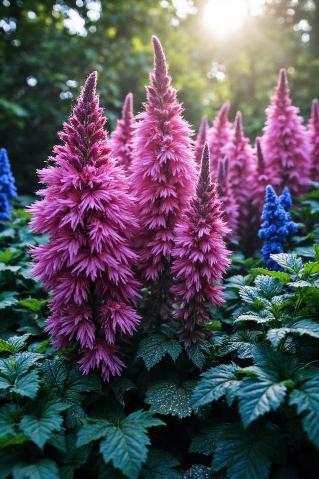 vibrant fuchsia astilbes flourish