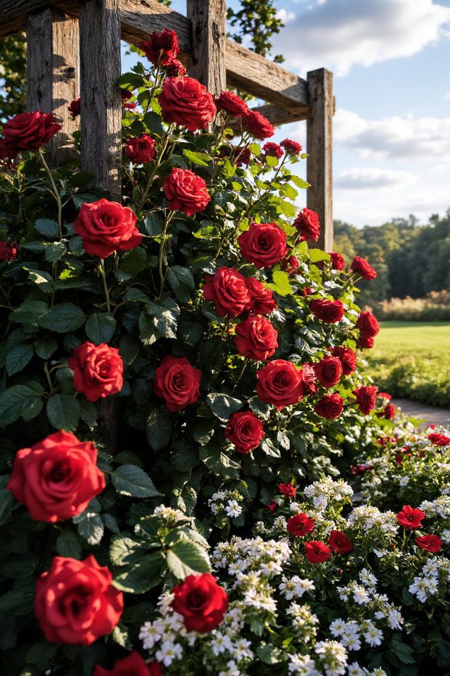 vibrant red roses garden