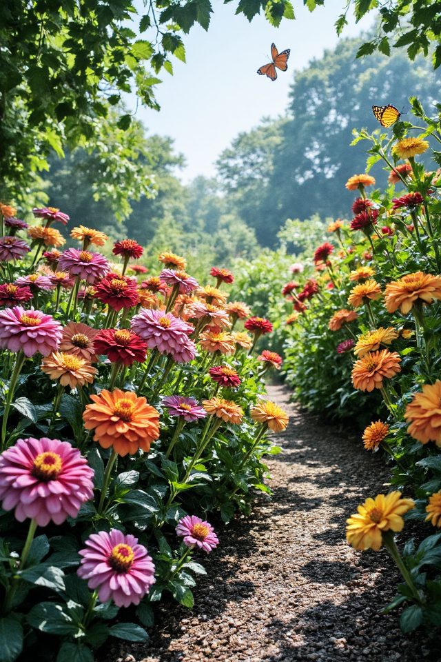 vibrant zinnias attract butterflies