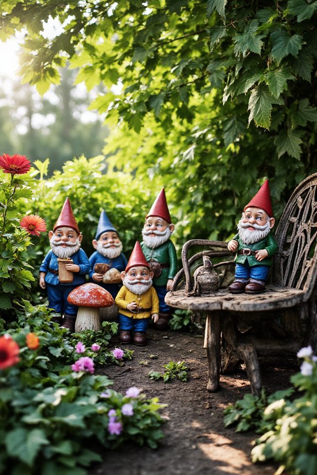whimsical vintage garden figurines
