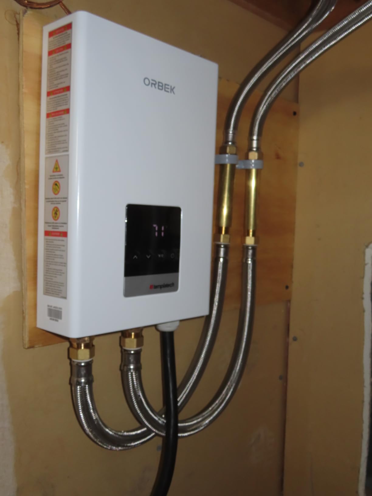 14kW Tankless Water Heater Electric, ORBEK 240 Volt On Demand Instant Hot Water Heater, with LED Digital Display, ETL Certified, Up to 3.38 GPM for 2-3 Point of Use Customer Review 14kW Tankless Water Heater Electric, ORBEK 240 Volt On Demand Instant Hot Water Heater, with LED Digital Display, ETL Certified, Up to 3.38 GPM for 2-3 Point of Use - Customer Photo 1