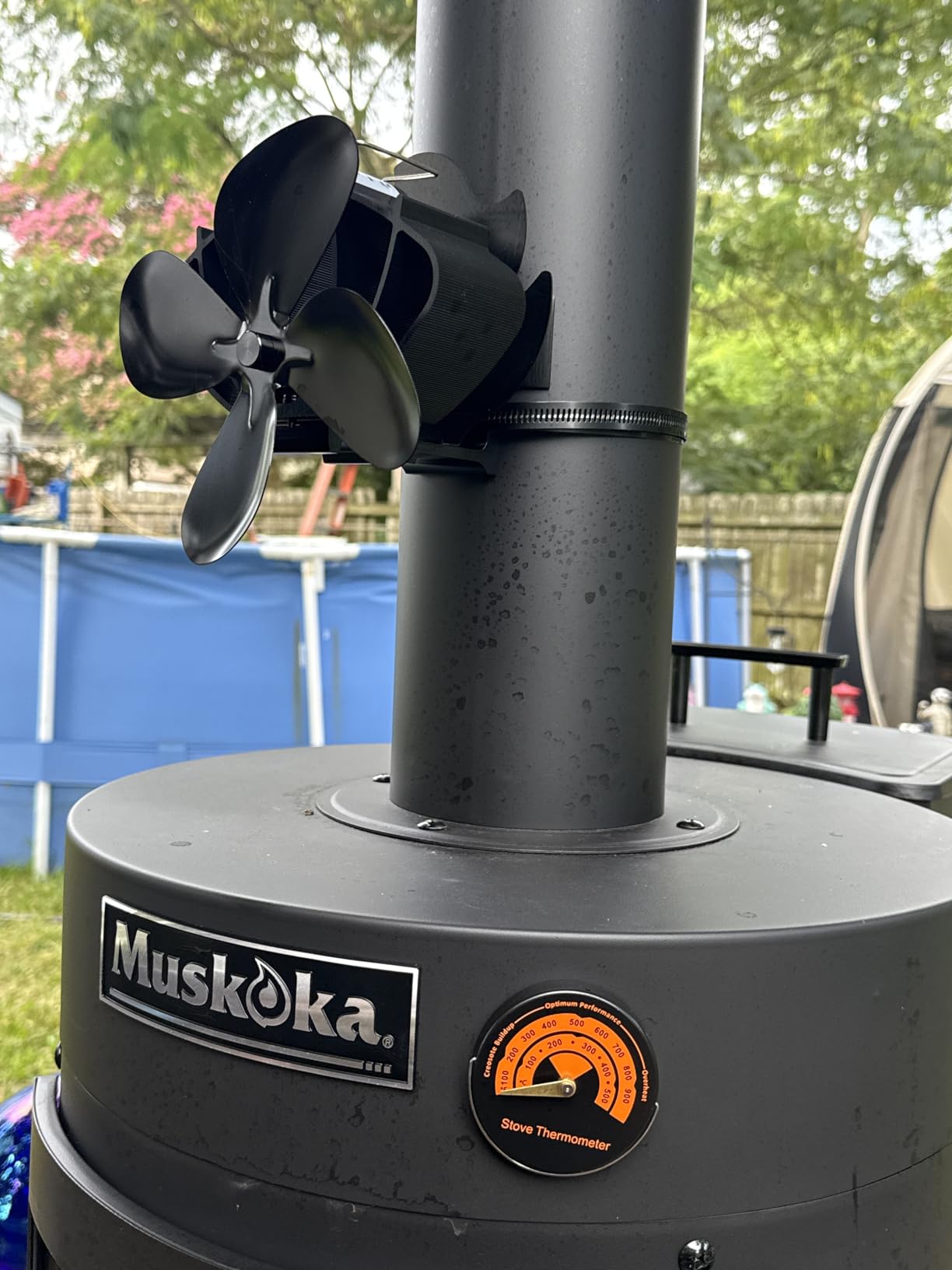 Easywave Wood Stove Fan, Magnetic Pipe Fireplace Fan, Heat Powered Fireplace Fan Non Electric, Thermal Fan for Wood/Log Burning Stove Pellet/Gas Burner, Silent Motor, W/Stove Accessories Thermometer Customer Review Easywave Wood Stove Fan, Magnetic Pipe Fireplace Fan, Heat Powered Fireplace Fan Non Electric, Thermal Fan for Wood/Log Burning Stove Pellet/Gas Burner, Silent Motor, W/Stove Accessories Thermometer - Customer Photo 1