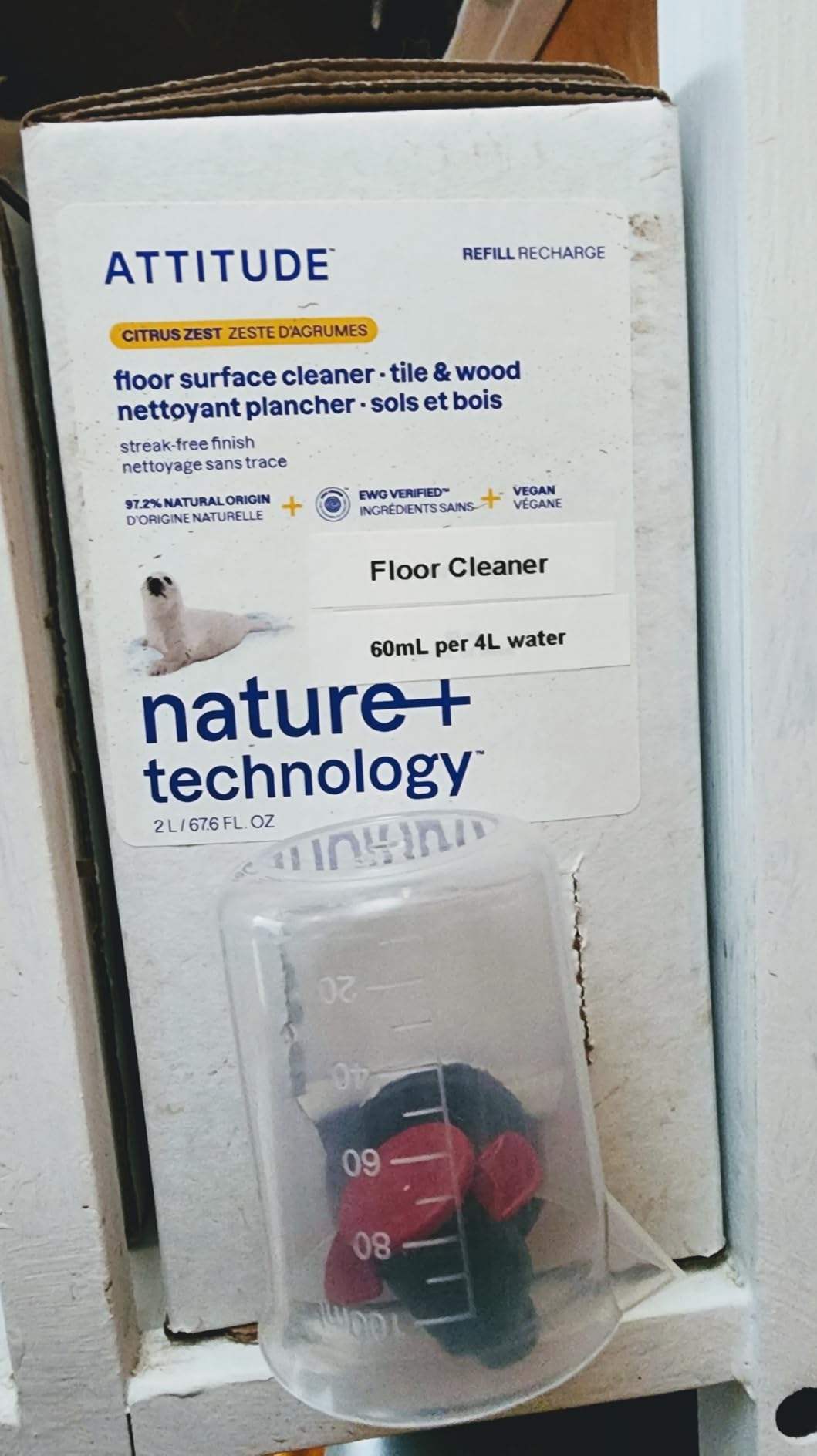 ATTITUDE Floor Cleaner, EWG Verified, Streak-Free, Vegan & Plant-Based for Tile, Wood & Laminate Floors, Citrus Zest Scent, 35.2 Fl Oz - Customer Photo 1