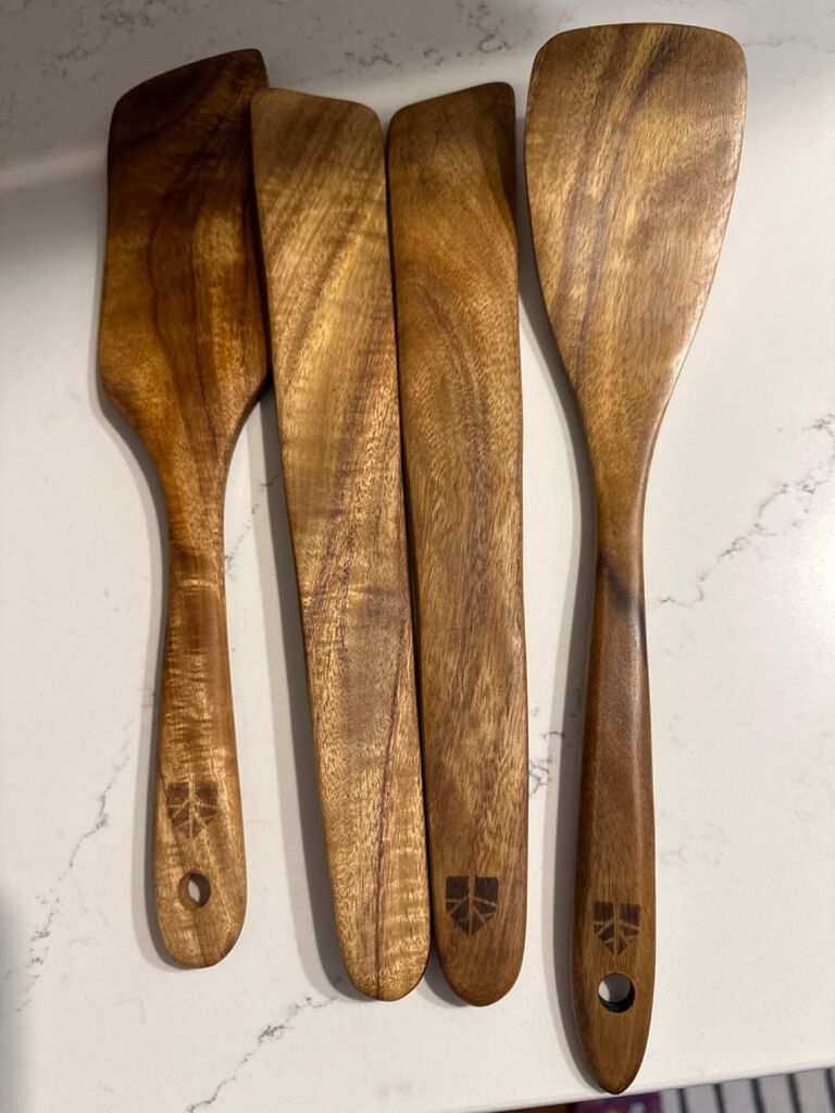 Wooden Spatula for Cooking - Natural Teak Wood Spatula for Non Stick Frying Pan - Wooden Cooking Utensils Set of 4 customer photo 1