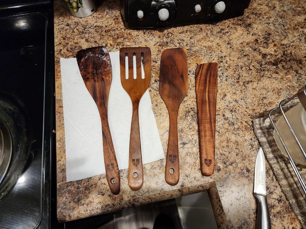 Wooden Spatula for Cooking - Natural Teak Wood Spatula for Non Stick Frying Pan - Wooden Cooking Utensils Set of 4 customer photo 2