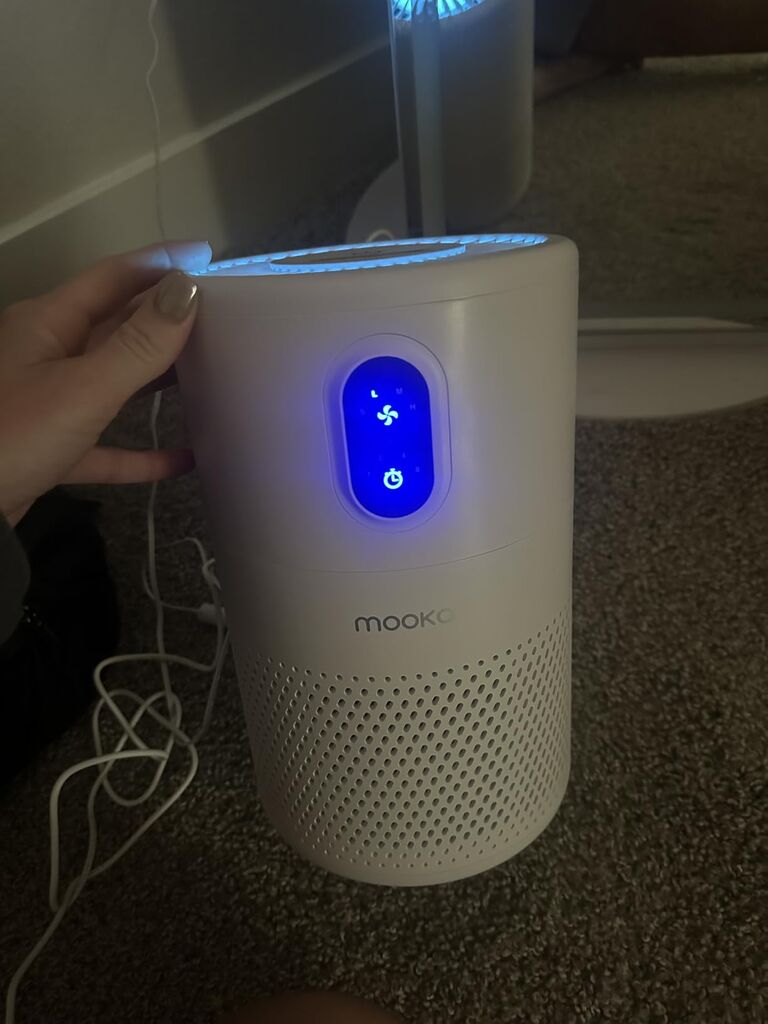 MOOKA Air Purifiers for Home Large Room up to 1076 ft², H13 True HEPA Air Filter Cleaner, Odor Eliminator, Remove Smoke Dust Pollen Pet Dander, Night Light, B-D02L White customer photo 2