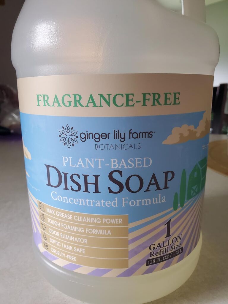 Ginger Lily Farms Botanicals Plant-Based Liquid Dish Soap, Concentrated Formula with Max Grease Cleaning Power, Cruelty-Free, Fragrance-Free, 1 Gallon Refill (128 Fl. Oz.) customer photo 1