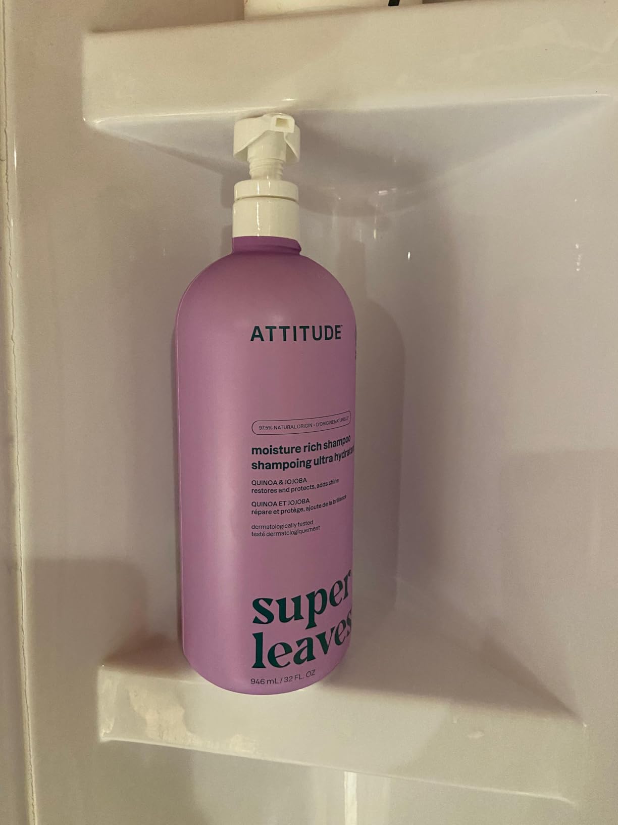 ATTITUDE Moisture Rich Hair Shampoo, EWG Verified, For Dry and Damaged Hair, Naturally Derived Ingredients, Vegan and Plant Based, Quinoa and Jojoba, 32 Fl Oz - Customer Photo 1