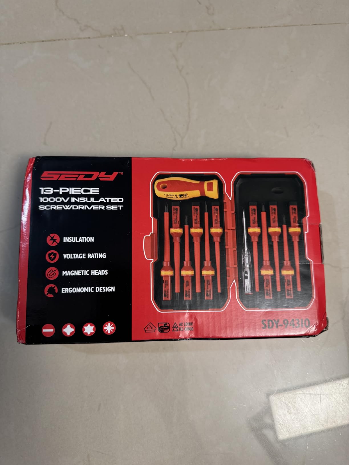 1000V Insulated Electrician Screwdriver Set - 13-Piece Professional Electrical Screwdriver Set Insulation Handle CRV Steel Magnetic Phillips Slotted Pozi Torx Tips VDE & GS Certified Customer Review 1000V Insulated Electrician Screwdriver Set - 13-Piece Professional Electrical Screwdriver Set Insulation Handle CRV Steel Magnetic Phillips Slotted Pozi Torx Tips VDE & GS Certified - Customer Photo 1