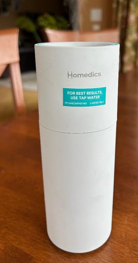 Homedics Portable Humidifier - Small Air Humidifiers for Bedroom, Plants, Office, Travel - Cool Mist Humidifiers, Color-Changing Accent Light, 2 Mist Settings, White - Customer Photo 2