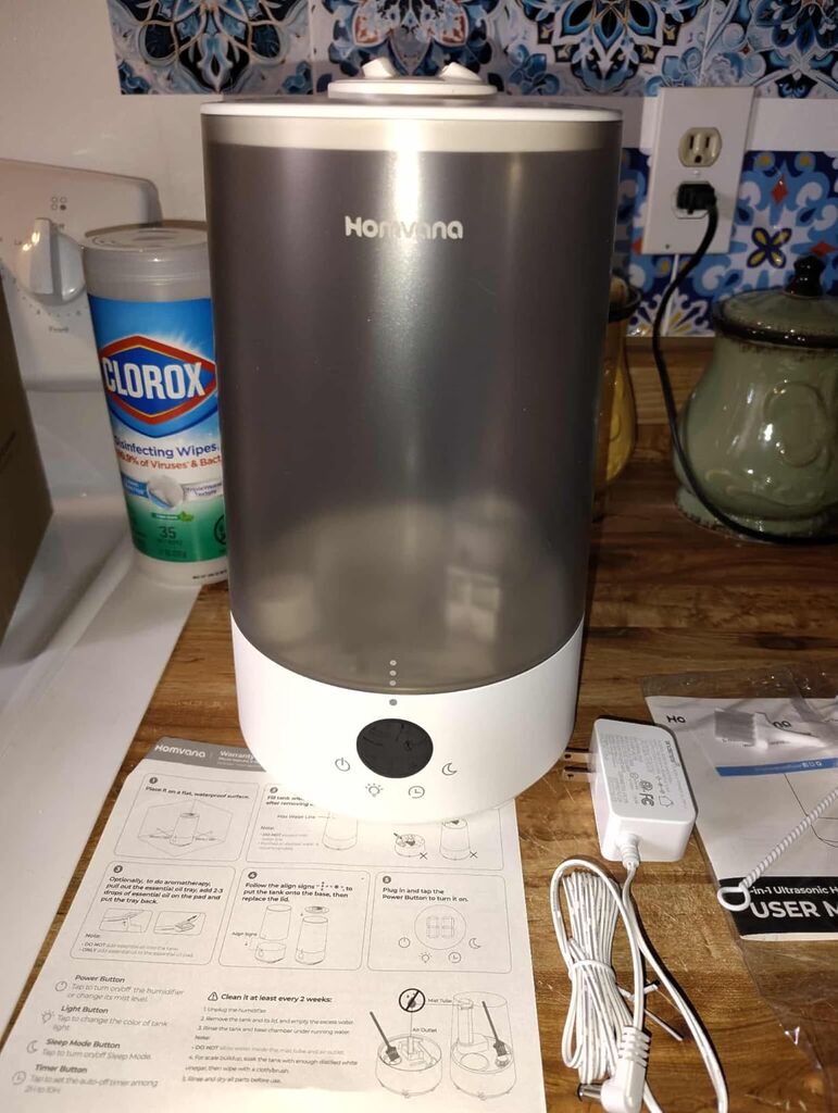 Homvana Top-Fill Cool Mist Humidifiers for Bedroom, Large Room(3.6L,Grey) customer photo 1