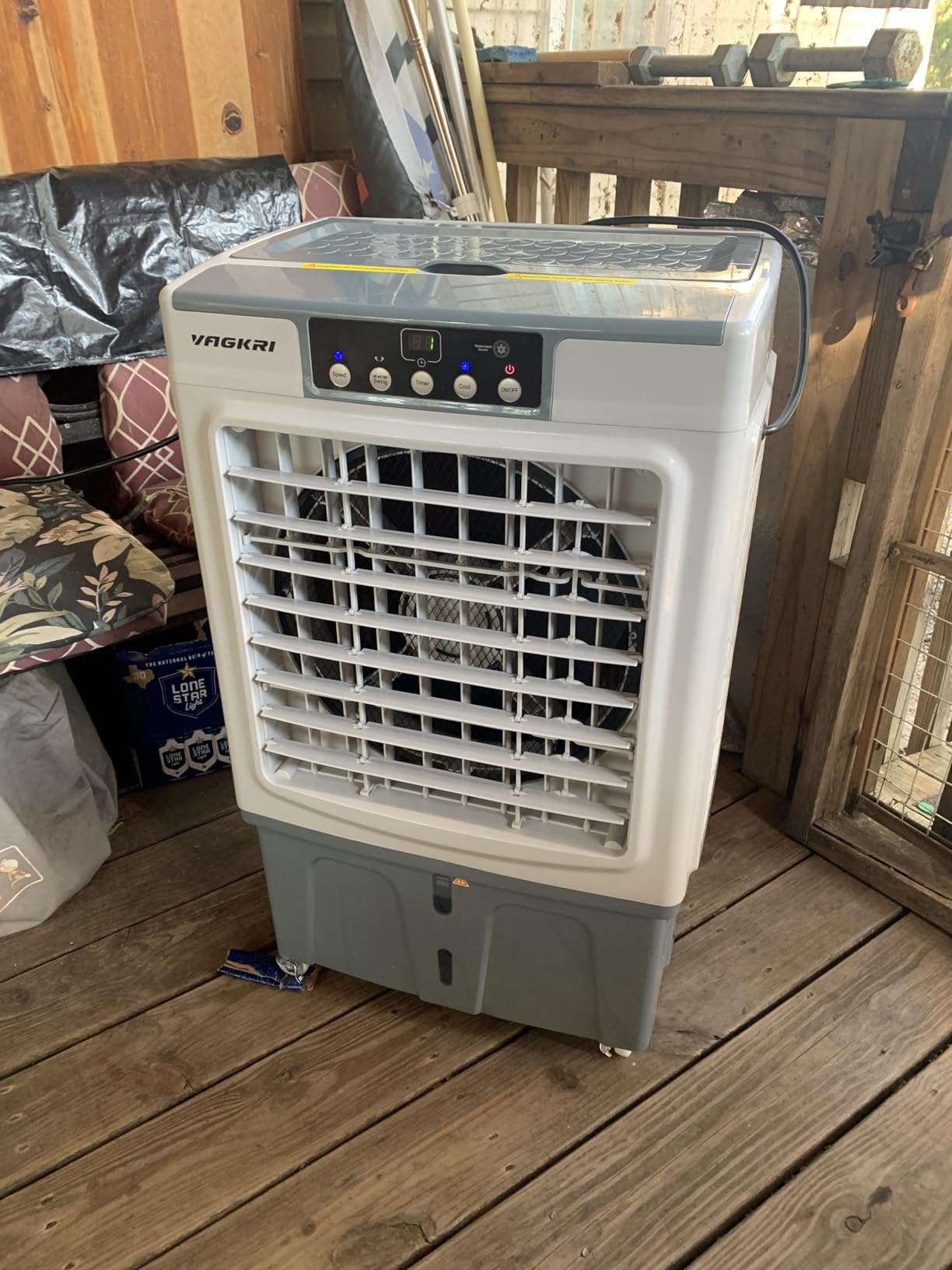 VAGKRI Swamp Cooler, 2100CFM Evaporative Air Cooler with 3 Modes & Wind Speeds, 120°Oscillation, 24H Timer, Portable Outdoor Air Conditioner with Auto Fill for Patio Garage Commercial Use, 8 Gallon - Customer Photo 2