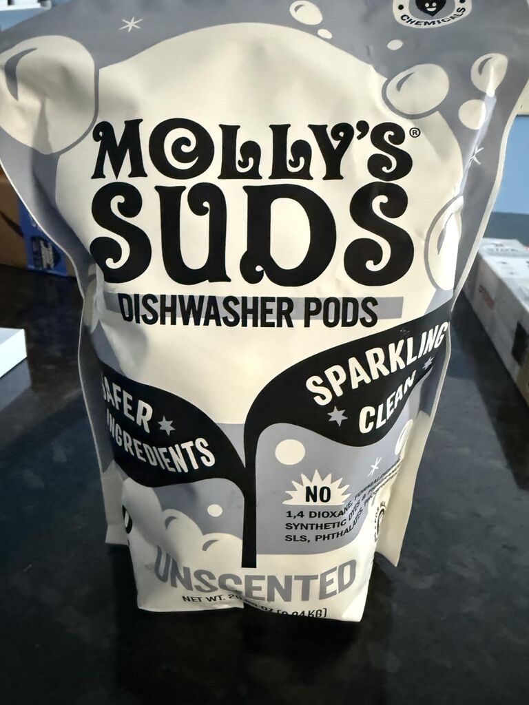 Molly's Suds Dishwasher Pods | Clean Dishwasher Detergent, Cuts Grease & Rinses Clean (Residue-Free) for Sparkling Dishes | 60 Auto-Release Tabs (Unscented) customer photo 2