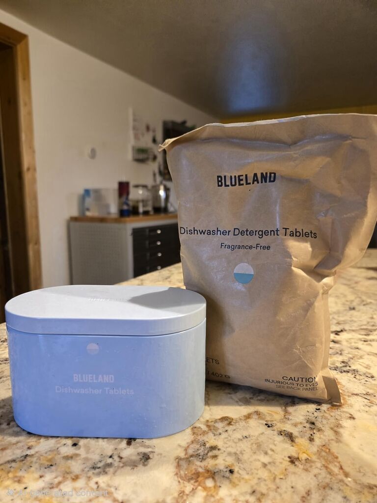 BLUELAND 100% Plastic-Free Dishwasher Detergent Tablets, 60 Count, Free & Clear, Eco-Friendly Dishwashing Pods, Natural, USDA Certified biobased customer photo 2