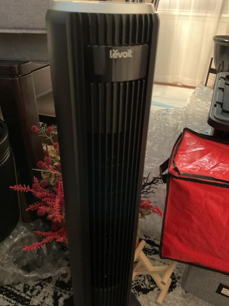 LEVOIT Tower Fan for Bedroom, 90° Oscillating Standing Fan with 28dB Quiet for Sleep, 25ft/s Velocity, 12H Timer, 5 Speeds 4 Modes, Remoter, Bladeless Room Fan for Home, Office, Indoor, 36 inch, White customer photo 1