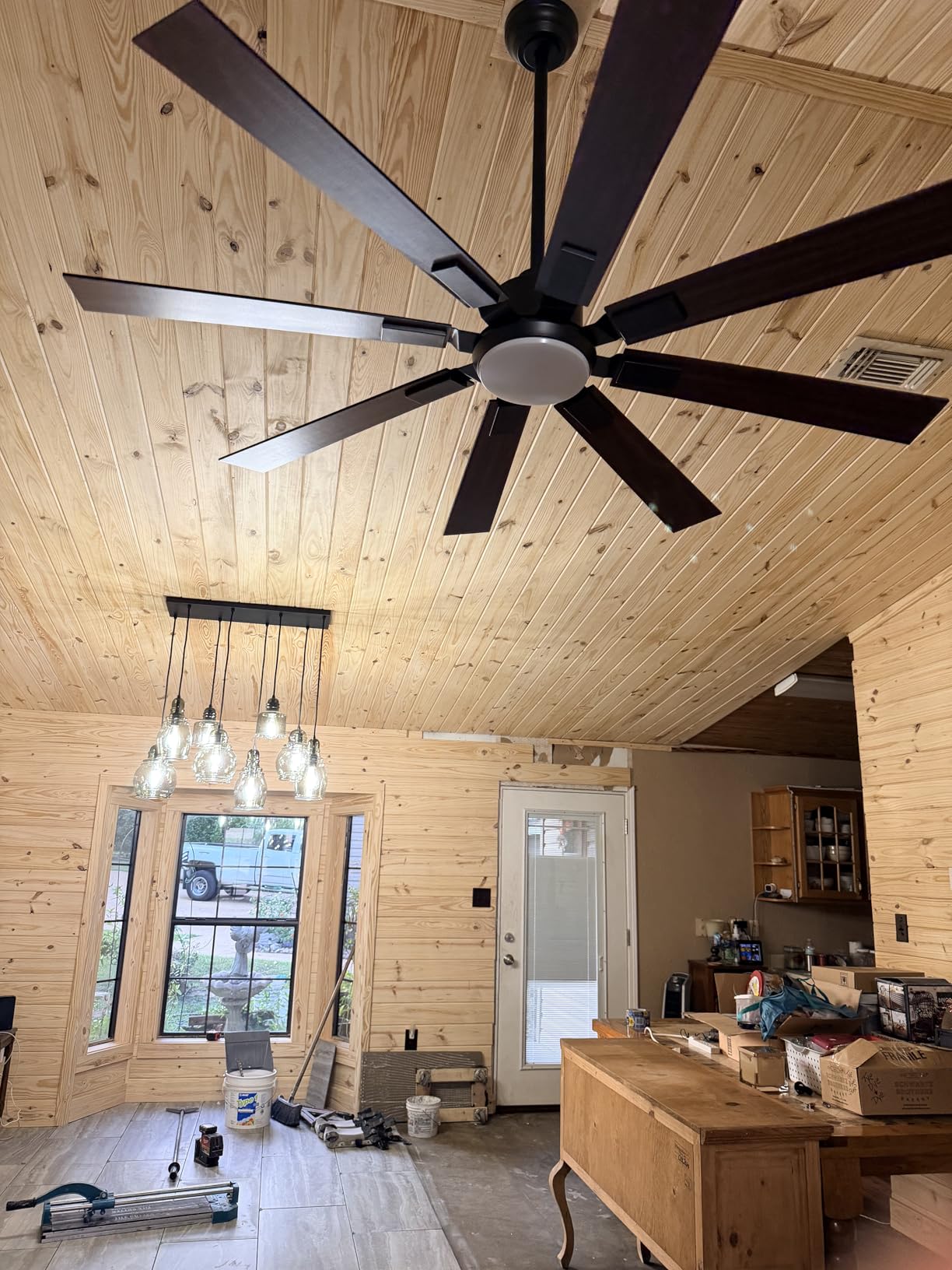 ZMISHIBO 72 inch Large Ceiling Fans with Lights and Remote, Indoor/Outdoor Black Modern Ceiling Fan for Kitchen Living Room Patio, 6 Speed Reversible Quiet DC Motor, 3 CCT, Dual Finish 8 Blades Customer Review ZMISHIBO 72 inch Large Ceiling Fans with Lights and Remote, Indoor/Outdoor Black Modern Ceiling Fan for Kitchen Living Room Patio, 6 Speed Reversible Quiet DC Motor, 3 CCT, Dual Finish 8 Blades - Customer Photo 3