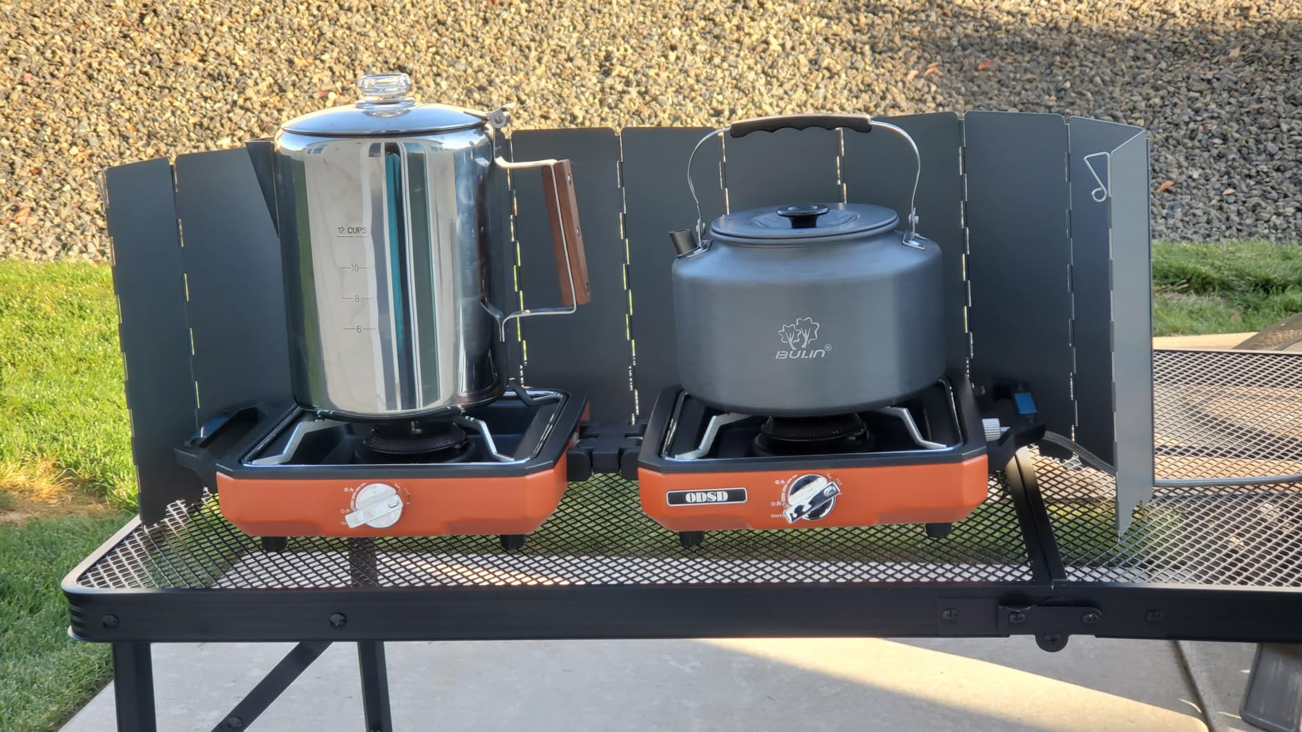 ODSD 2 Burner Camping Stove with Windshield, 20000 BTU Propane Camp Stove, Portable Folding Gas Stove, Camping Essentials Gear Includes Frying Pan, Coffee Stand & Carry Bag, Green Customer Review ODSD 2 Burner Camping Stove with Windshield, 20000 BTU Propane Camp Stove, Portable Folding Gas Stove, Camping Essentials Gear Includes Frying Pan, Coffee Stand & Carry Bag, Green - Customer Photo 1