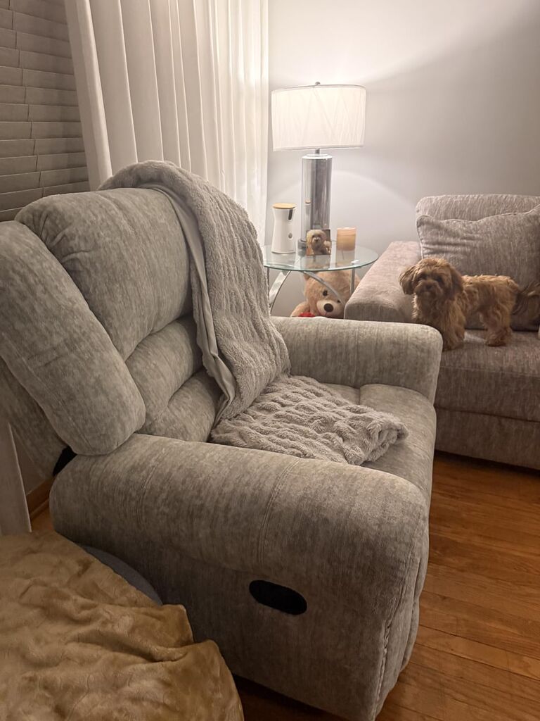 CANMOV Leather Recliner Chair, Classic and Traditional Manual Recliner Chair with Comfortable Arms and Back Single Sofa for Living Room, Nut Brown customer photo 2