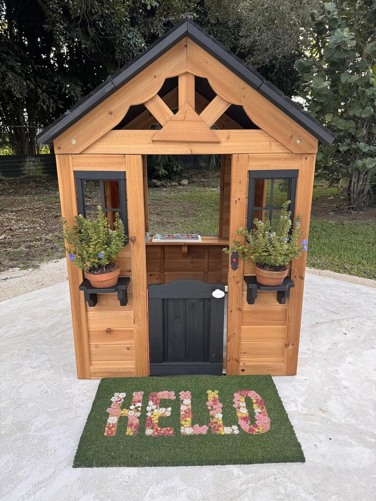Backyard Discovery Sweetwater Cedar Wooden Kids Playhouse Cottage with Play Kitchen, Snack Bar, Half Door, Toy Phone, Windows, Flowerpot Holders, and Working Doorbell for Outdoor Imaginative Play customer photo 1