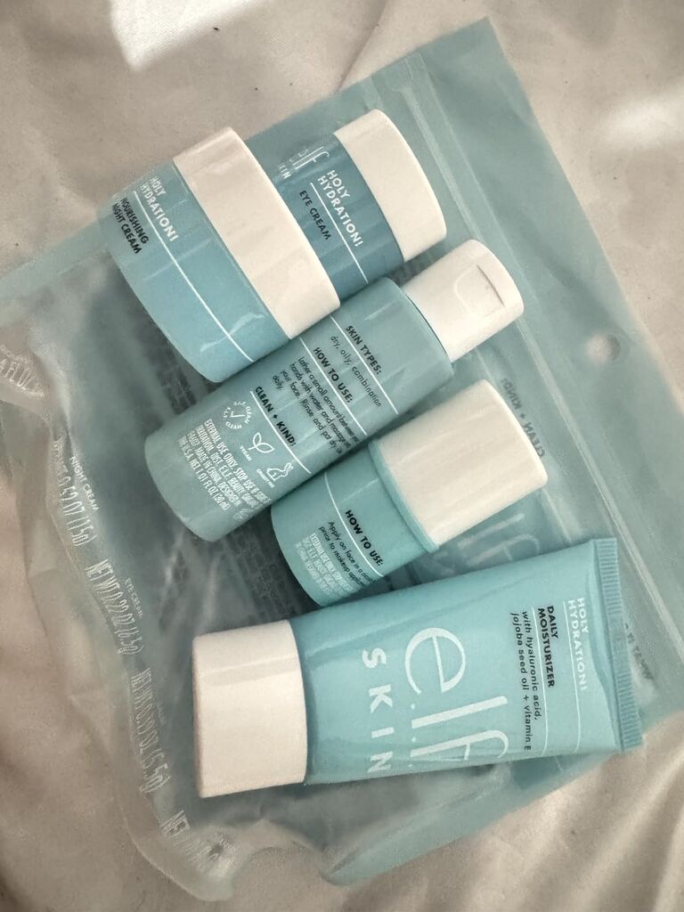 e.l.f. SKIN Holy Hydration! Jet Set Hydration Kit, Travel Friendly Hydrating Skincare Set, Face Cleanser, Balm, Moisturizer, Eye Cream & Night Cream, Vegan & Cruelty-Free customer photo 2