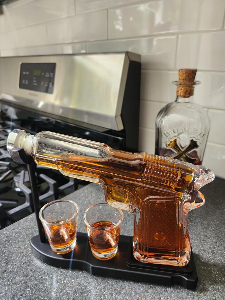 Whiskey Gun Decanter Set + 2 Bullet Glasses - Birthday Pistol Gifts for Men, Boyfriends Who Have Everything, Whiskey Gifts for Dad, Father, Husband, Boyfriend & Military Enthusiasts, Liquor Dispenser customer photo 1