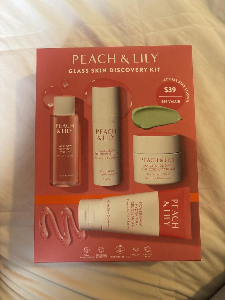 Peach & Lily - Glass Skin Discovery Kit (4 Products) - 1 Cleanser, 1 Essence, 1 Serum & 1 Cream - Skin Care Set - Acne Routine - Travel Essentials - Self Care - Vegan & Cruelty Free - Korean Beauty customer photo 2