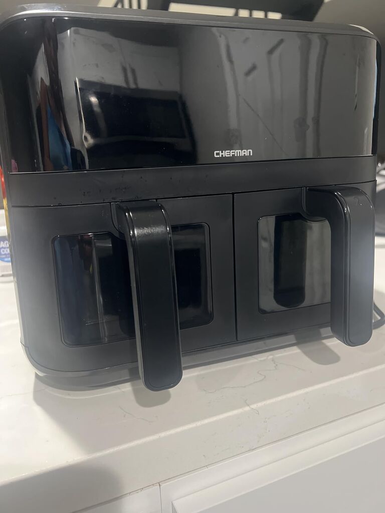 CHEFMAN 6 Quart Dual Basket Air Fryer Oven with Easy View Windows, Sync Finish, Hi-Fry, Auto Shutoff, 2 Independent 3Qt Nonstick Dishwasher Safe Frying Baskets, Digital Double Air Fryer - Black customer photo 1