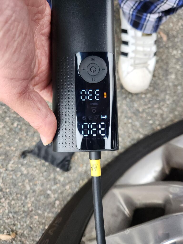 Airmoto Tire Inflator Portable Air Compressor - Air Pump For Car Tires with Digital Pressure Gauge, LED Light and Auto Shut-Off Function - Cordless Pump for Car, Motorcycle, Bicycle, Ball customer photo 1