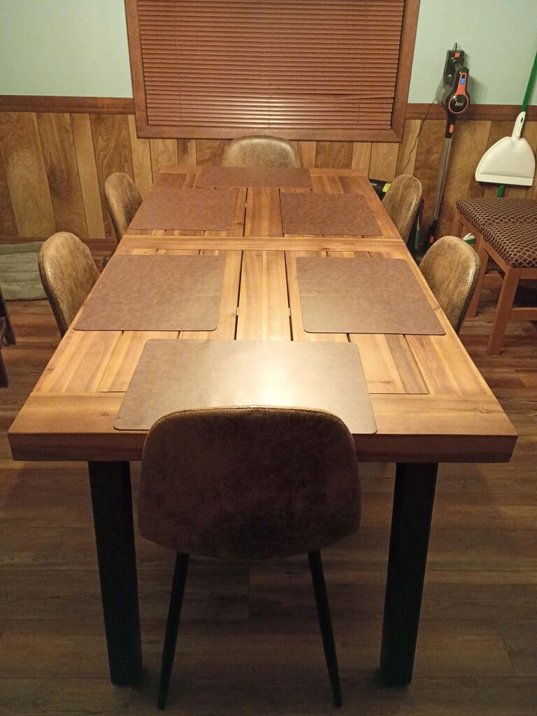 Devoko Home Acacia Wood Dining Table 6-Person Indoor Outdoor Table with Iron Legs, Sandblast Finish, Natural Stained customer photo 1