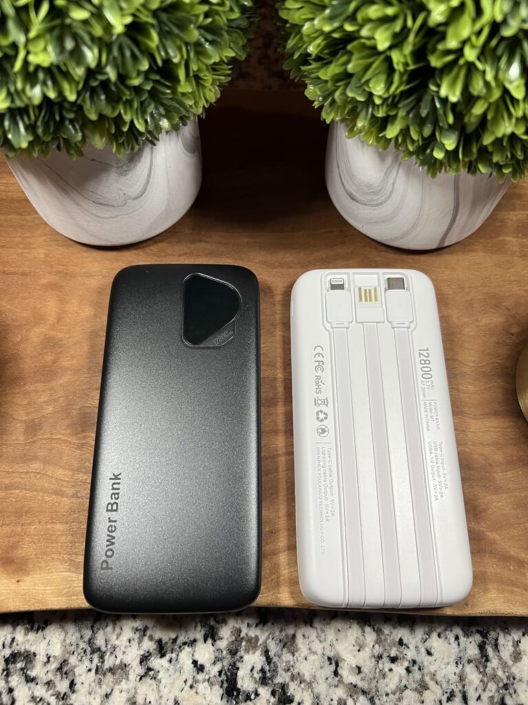 2026 2-Pack 12800mAh Portable Charger with Built in Cables, Travel Essential Battery Pack, 4 Outputs 2 Inputs Slim Power Bank with Cord Wires for iPhone 17/16/15/14, Samsung Galaxy S23/22, Pixel etc customer photo 2