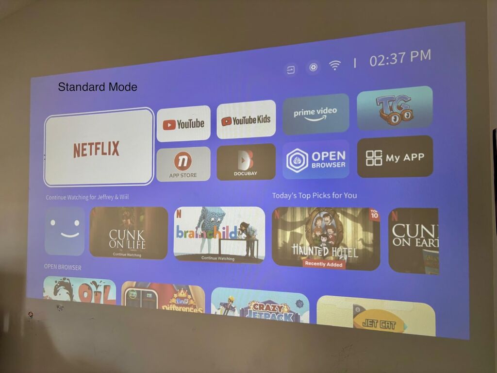 [Built-in Apps/4K Support] Smart Outdoor Projector with WiFi and Bluetooth, Movie Projector, DoIby Audio with Dual Speaker, Auto Focus w/ YouTube&PrimeVideo Proyector, Upgrad P62 Pro customer photo 2