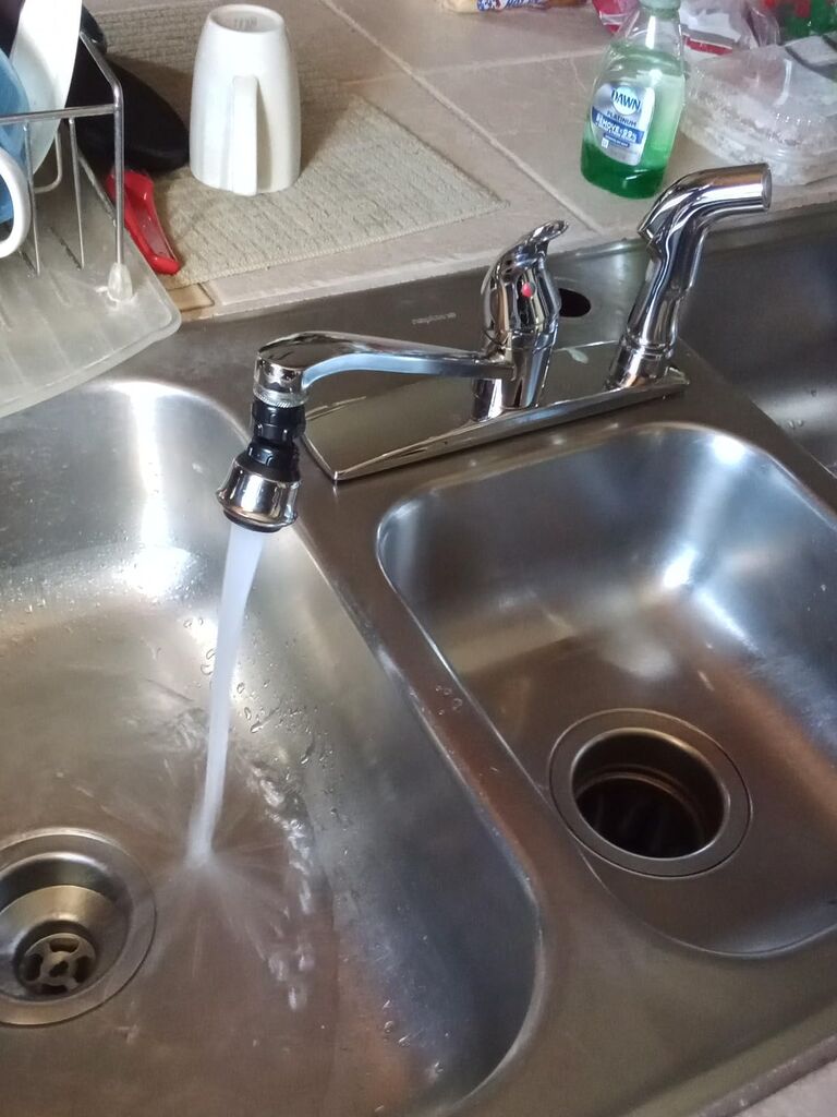 Pfister Pfirst Series 1-Handle Kitchen Faucet with Side Spray, Polished Chrome customer photo 2