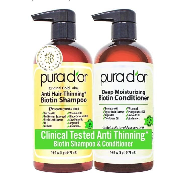 PURA D'OR Anti-Thinning Biotin Shampoo & Conditioner Original Gold Label Set (16oz x2) - CLINICALLY TESTED Formula for Volume, Strength & Thicker-Looking Hair customer photo 1