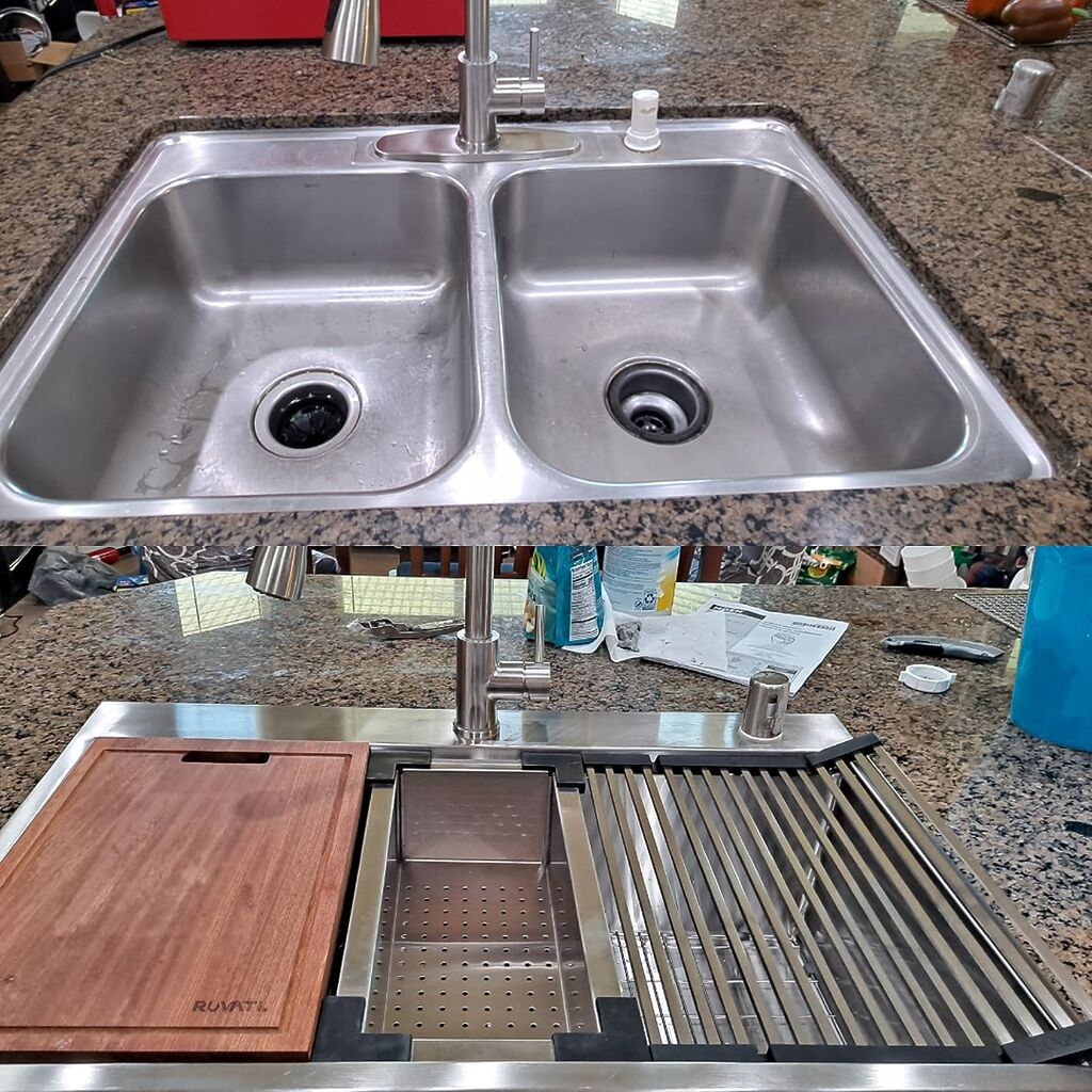 Ruvati 30-inch Undermount 16 Gauge Stainless Steel Workstation Kitchen Sink Single Bowl - Soundproof Multifunction Chef Sink with Cutting Board & Accessories, Brushed Finish Hides Scratches - RVH8310 customer photo 2
