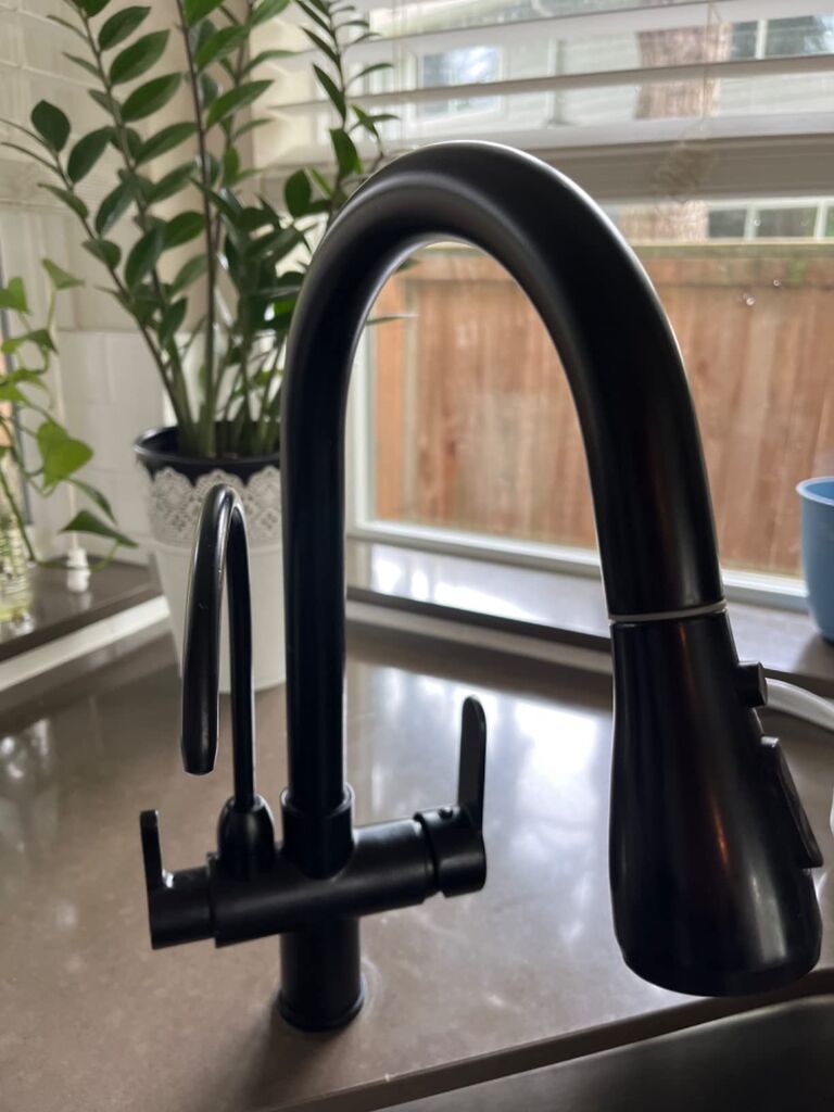 WANFAN Kitchen Sink Faucet with Pull Down Sprayer 2 Handle 3 in 1 Water Filter Purifier Faucets Brushed Nickel 0195SN customer photo 2