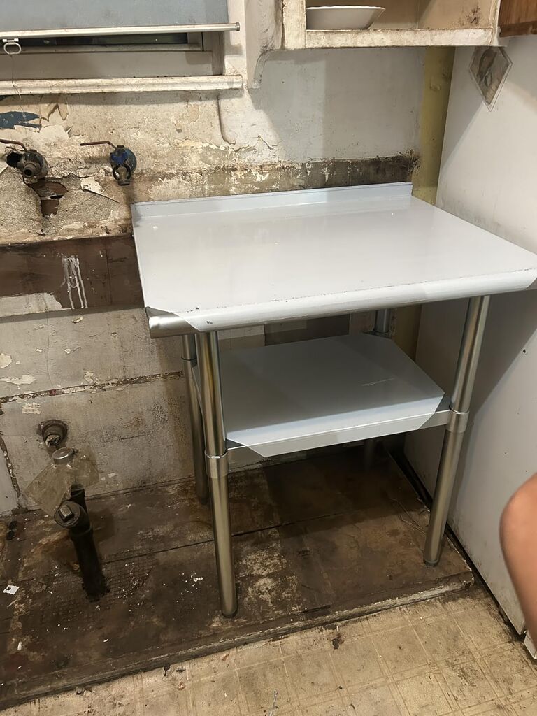Hally Stainless Steel Table for Prep & Work 24 x 48 Inches, NSF Commercial Heavy Duty Table with Undershelf and Backsplash customer photo 1