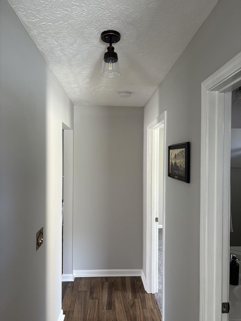 Fivess Lighting Industrial Glass Semi Flush Mount Ceiling Light, Black, 9.45x4.72x4.72 inches, Seeded Shade, for Kitchen, Hallway, Bedroom etc. customer photo 1