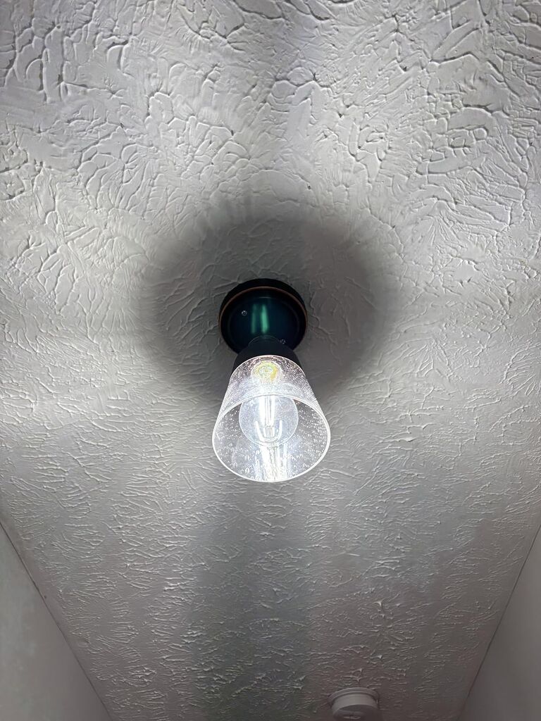 Fivess Lighting Industrial Glass Semi Flush Mount Ceiling Light, Black, 9.45x4.72x4.72 inches, Seeded Shade, for Kitchen, Hallway, Bedroom etc. customer photo 2