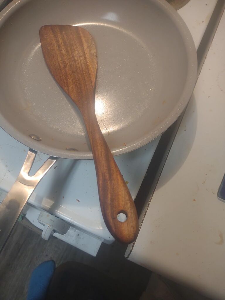 Wooden Spatula Nonstick Turner Acacia Wood, 12 Inch Long Handle Flat Frying Spatula Handmade customer photo 2
