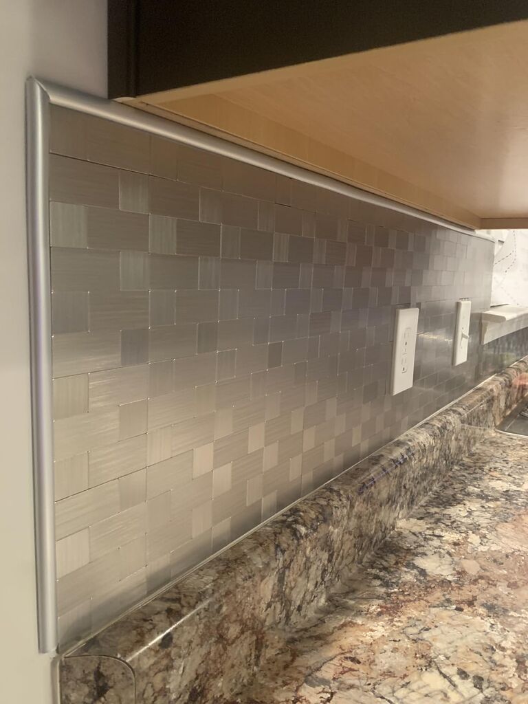 Yipscazo 10-Sheets Peel and Stick Backsplashes for Kitchen, Stick on Backsplash Stainless Steel Metal Tiles for Kitchen Walls, Stainless Steel Backsplash for Range Hood Wall Shield (12''x12'') customer photo 1